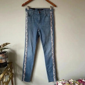J Brand | Maria High-Rise Skinny  Jeans with Snake-Print Panels